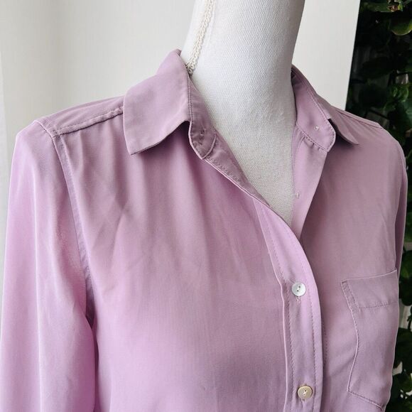 Nanette Lepore Lavender Purple Lilac Chiffon Button Down Blouse Romantic Size XS - Picture 2 of 8